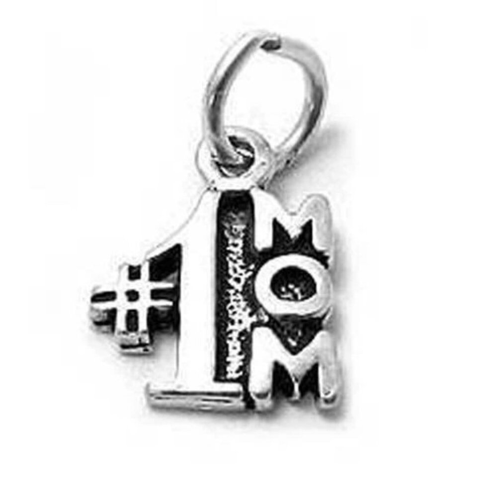 UNIQUE "#1 MOM" CALLIGRAPHY CHARM IN STERLING SILVER